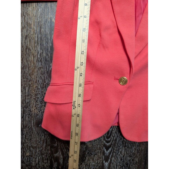 Talbots Blazer Jacket Womens Petite 4P Coral Pink One Button Gold Buttons Lined - Picture 8 of 8